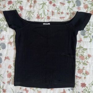 Black Off-Shoulder Crop Top